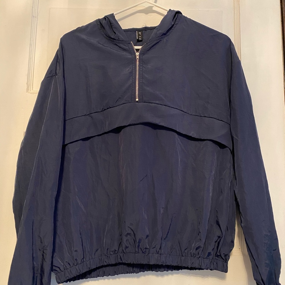 Drop shoulder quarter zip windbreaker hoodie